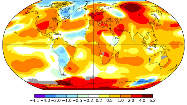 Surface Temperature in 2018. Source: GISS/NASA