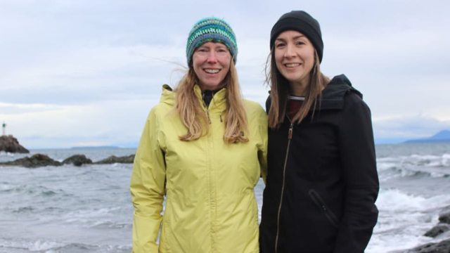 Ecojustice lawyers Margot and Dyna on Pender Island, where Southern Resident kiiller whales can be spotted from shore.