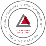 Imagine Canada: strong charities, strong communities, accredited since 2014 logo