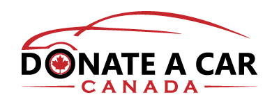Donate A Car Canada Logo featuring outline of car shape in red.